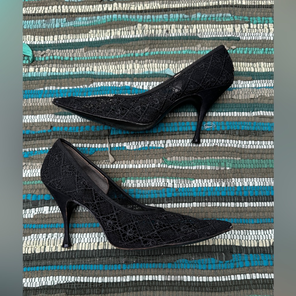50s Vintage Lace Pointed Toe Stiletto Sz 7
